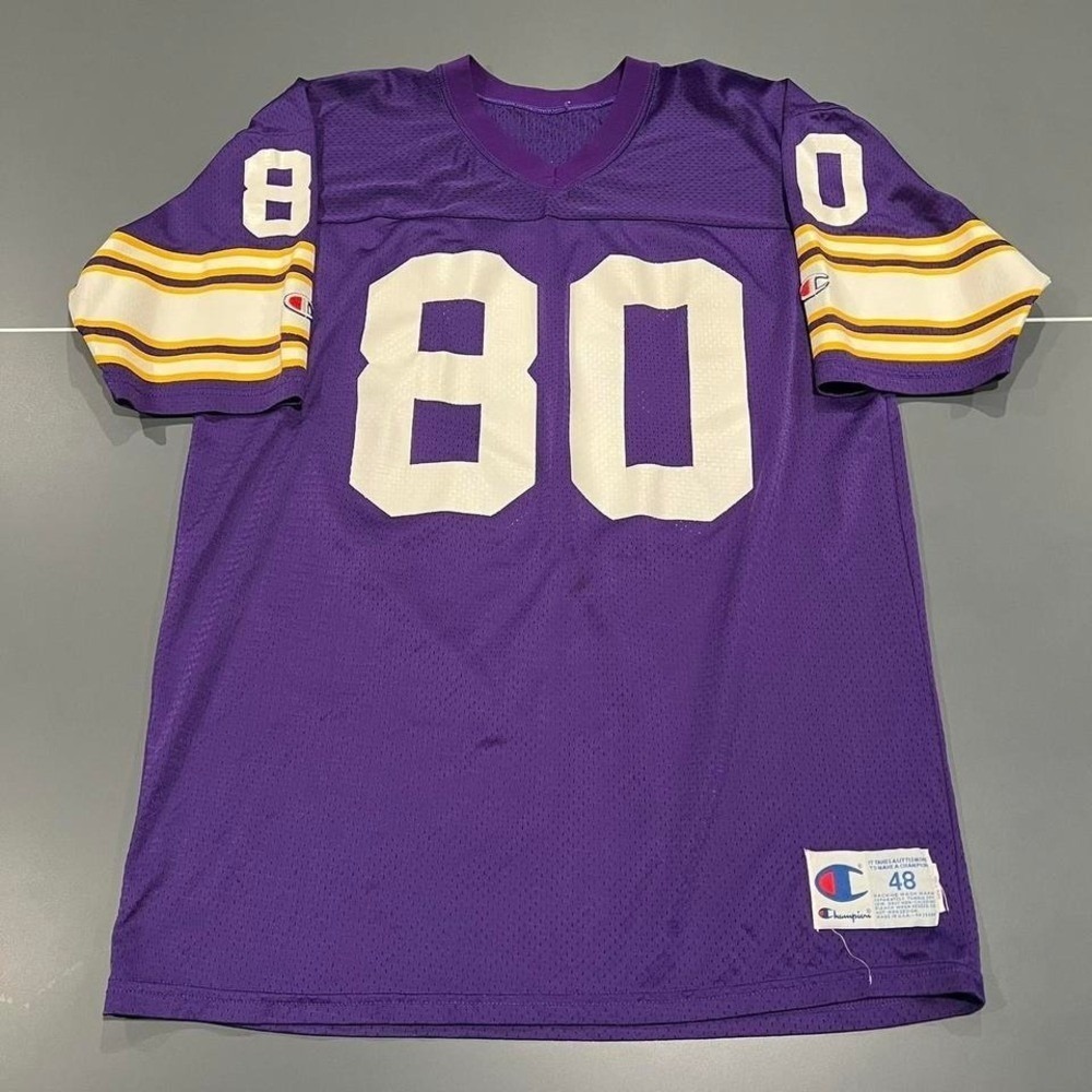 Vintage 1990s Champion Cris Carter Minnesota Vikings Jersey 80 Purple 48